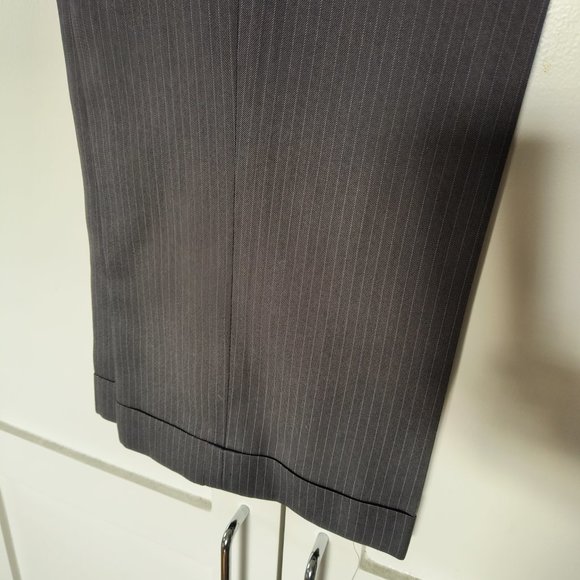 Angelo Rossi gray/grey pinstripe suit cuffed pants / slacks - Picture 2 of 4